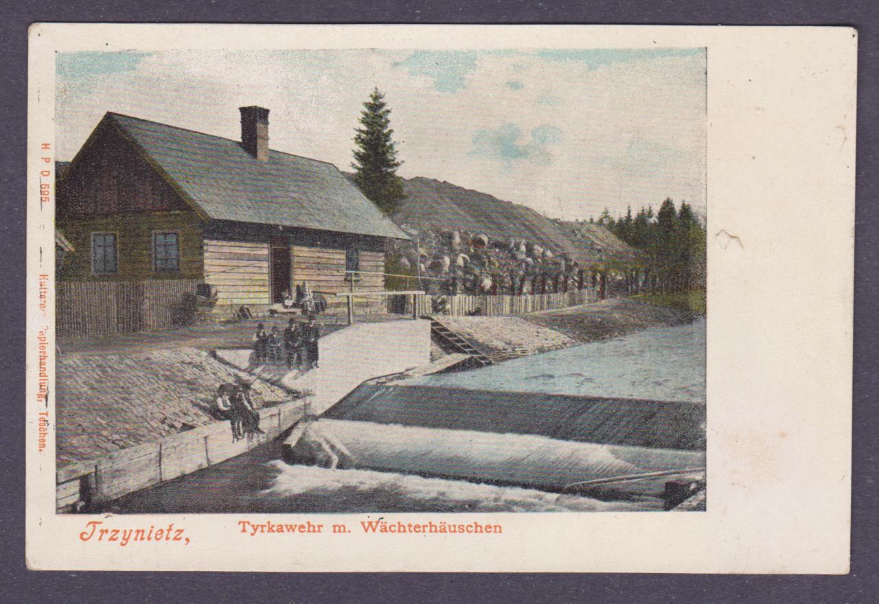 Stary usyp.Dómek wachtorza,gdzie Tyrka wpada do Olzy,Hutterers Papierhandlung,Teschen.1905 ?